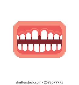 Gap mouth pixel art. 8 bit Large space between teeth.