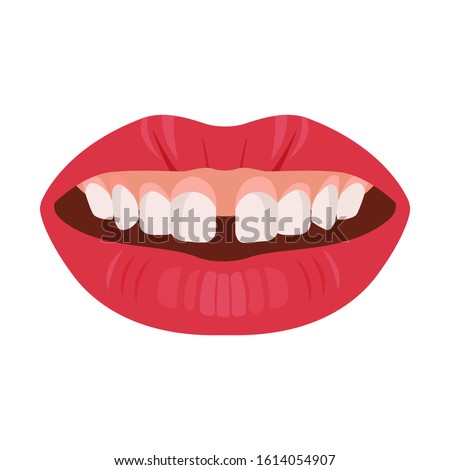 Gap teeth concept. Dental tooth problem and treatment. Dentistry care. Vector