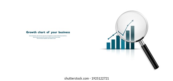 Gaph and Realistic Magnifying glass vector concept