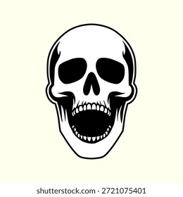 Ilustração de design plano de caveira aberta