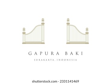 Gapura Baki of kraton surakarta Vector illustration. royal entrance gate, cultural heritage which is a landmark of the city of Solo or Surakarta. Indonesian tourism icon