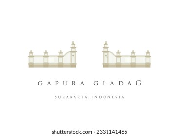 Gapura gladag of kraton surakarta Vector illustration. royal entrance gate, cultural heritage which is a landmark of the city of Solo or Surakarta. Indonesian tourism icon