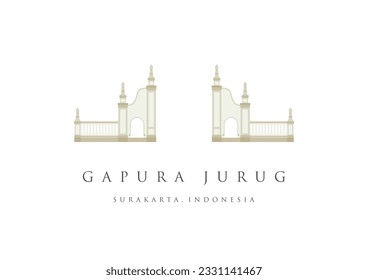 Gapura Jurug of kraton surakarta Vector illustration. royal entrance gate, cultural heritage which is a landmark of the city of Solo or Surakarta. Indonesian tourism icon