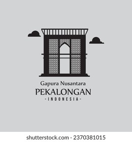 Gapura Nusantara is a landmark of Pekalongan City. Vector black white icon