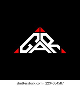 Logo de la letra GAR diseño creativo con gráfico vectorial, logotipo GAR simple y moderno en forma de triángulo redondo.