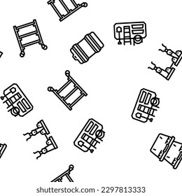 garage accessories tool service vector seamless pattern thin line illustration