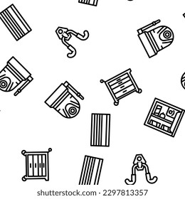 garage accessories tool service vector seamless pattern thin line illustration