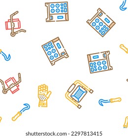 garage accessories tool service vector seamless pattern thin line illustration