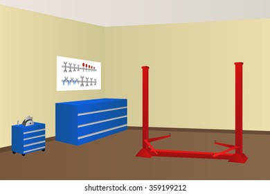 Garage auto repair room illustration vector