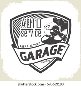 Garage auto service, monochrome style, vector
