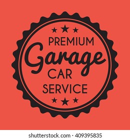 Garage badge/label. Car repair logo. Vector vintage hipster logotype. Auto service. For signage, prints and stamps.