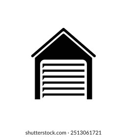 Garage black and white flat vector icon design. Garage symbol and clip art design