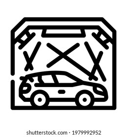 garage box for car polishing line icon vector. isolated contour symbol black illustration
