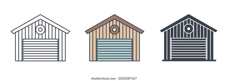 Garage building icon symbol vector illustration isolated on white background
