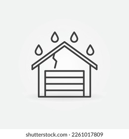 Garage Building Roof Leak vector Water Damage concept outline icon or symbol