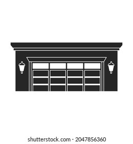 Garage of building vector icon.Black vector icon isolated on white background garage of building.