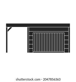 Garage des Baus Vektorsymbol.Schwarze Vektorsymbol einzeln auf weißem Hintergrund Garage des Gebäudes.