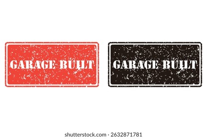garage built grunge stamp design, vector, isolated on transparent background