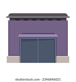 Garage for car flat vector illustration. Drawing of garage or warehouse door, mechanic workshop isolated on white background. Repair service concept