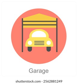 Garage and car icon concept