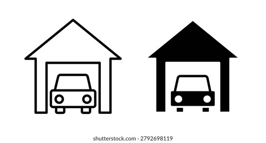 Garage car icon design project. Editable clipart and line icons