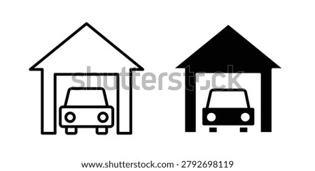 Garage car icon design project. Editable clipart and line icons