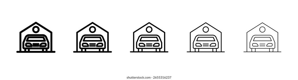 Icono de coche de garaje lleno concepto de señal plana para el Diseño web.