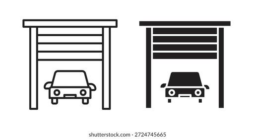 Icono del coche del garaje. cartel plano lleno para el concepto móvil y el Diseño web