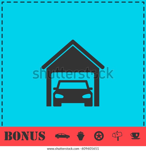 Garage\
car icon flat. Simple vector symbol and bonus\
icon
