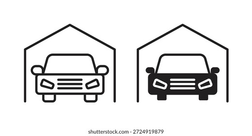 Icono de coche de garaje plano y colección de carrera para ui ux trabajo.