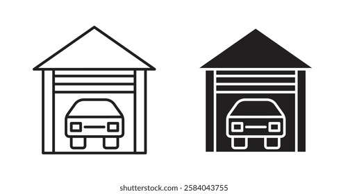 Garage car icon set in thin line. vector illustrations for web