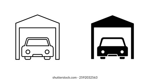 Garage car icon symbol collection on white background.