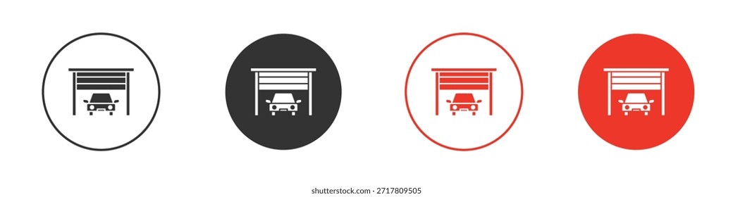 Ícones de carro de garagem simples plana silhueta vetor ilustração