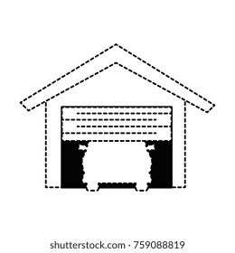 garage with car isolated icon