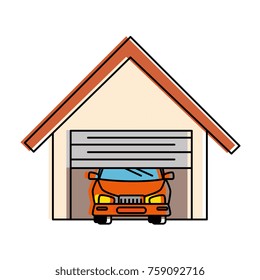 garage with car isolated icon