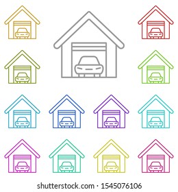 Garage, car multi color icon. Simple thin line, outline vector of real estate icons for ui and ux, website or mobile application