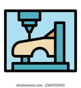 Garage car printing icon outline vector. Print vehicle. 3d engine color flat