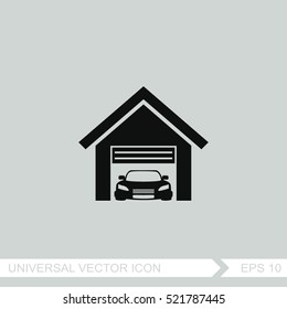 Garage with car vector icon.