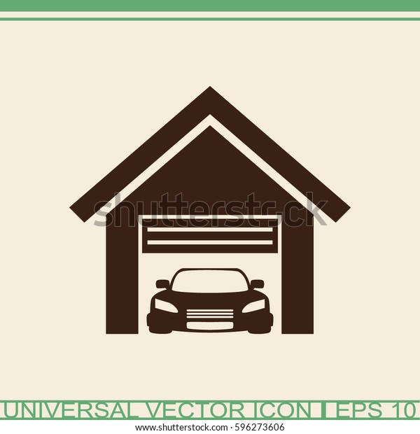 Garage with car vector\
icon.