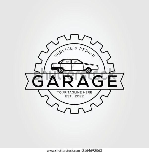 garage car or vehicle workshop logo vector\
illustration design