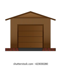 Garage with closed gate.