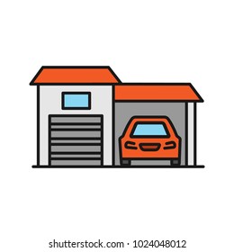 Garage color icon. Auto workshop. Isolated vector illustration
