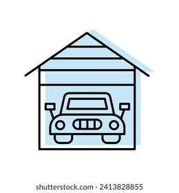 Garage color shadow line icon outline icon, pixel perfect