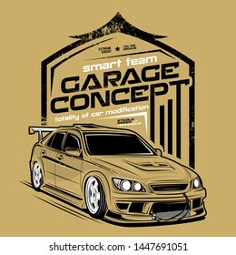 garage concept, super car illustrations