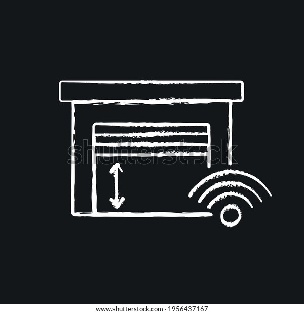 Garage control chalk icon. Smart house. Thin\
line customizable illustration. Contour symbol. Vector isolated\
outline drawing.