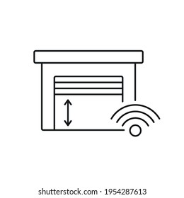 Garage control linear icon. Smart house. Thin line customizable illustration. Contour symbol. Vector isolated outline drawing. Editable stroke