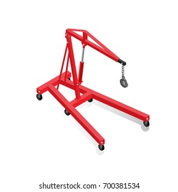Garage crane, equipment for car service, isometric image