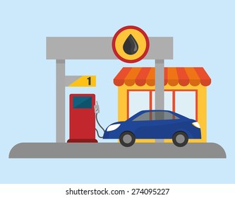 Garage design over blue background, vector illustration.