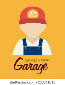 Garage design over yellow background, vector illustration