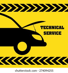 Garage design over yellow background, vector illustration.